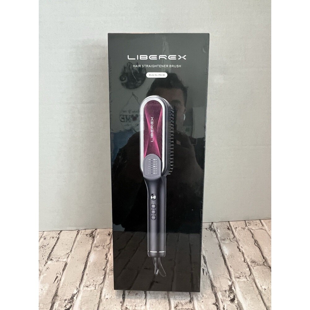 Liberex Ionic Hair Straightening Brush for Women Fast Heat Anti-Scald Black